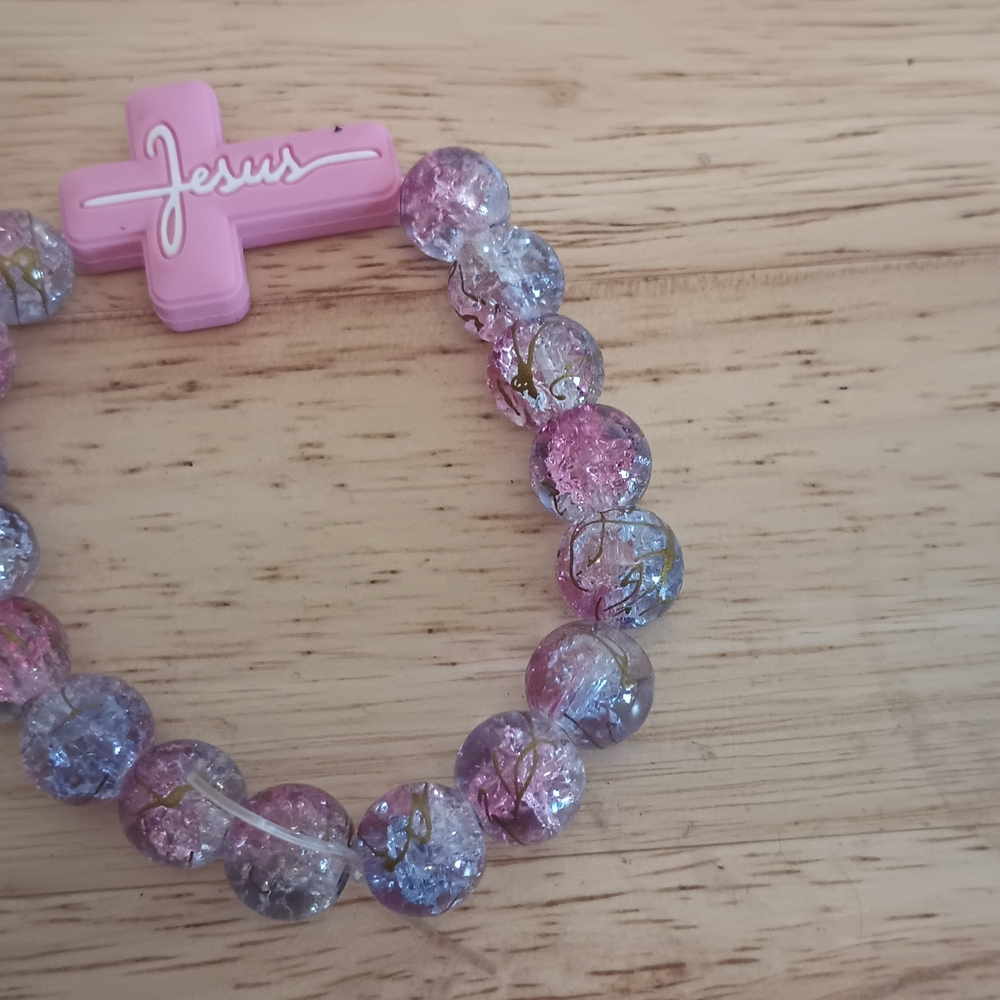 Pink and Purple Beaded Kids Bracelet